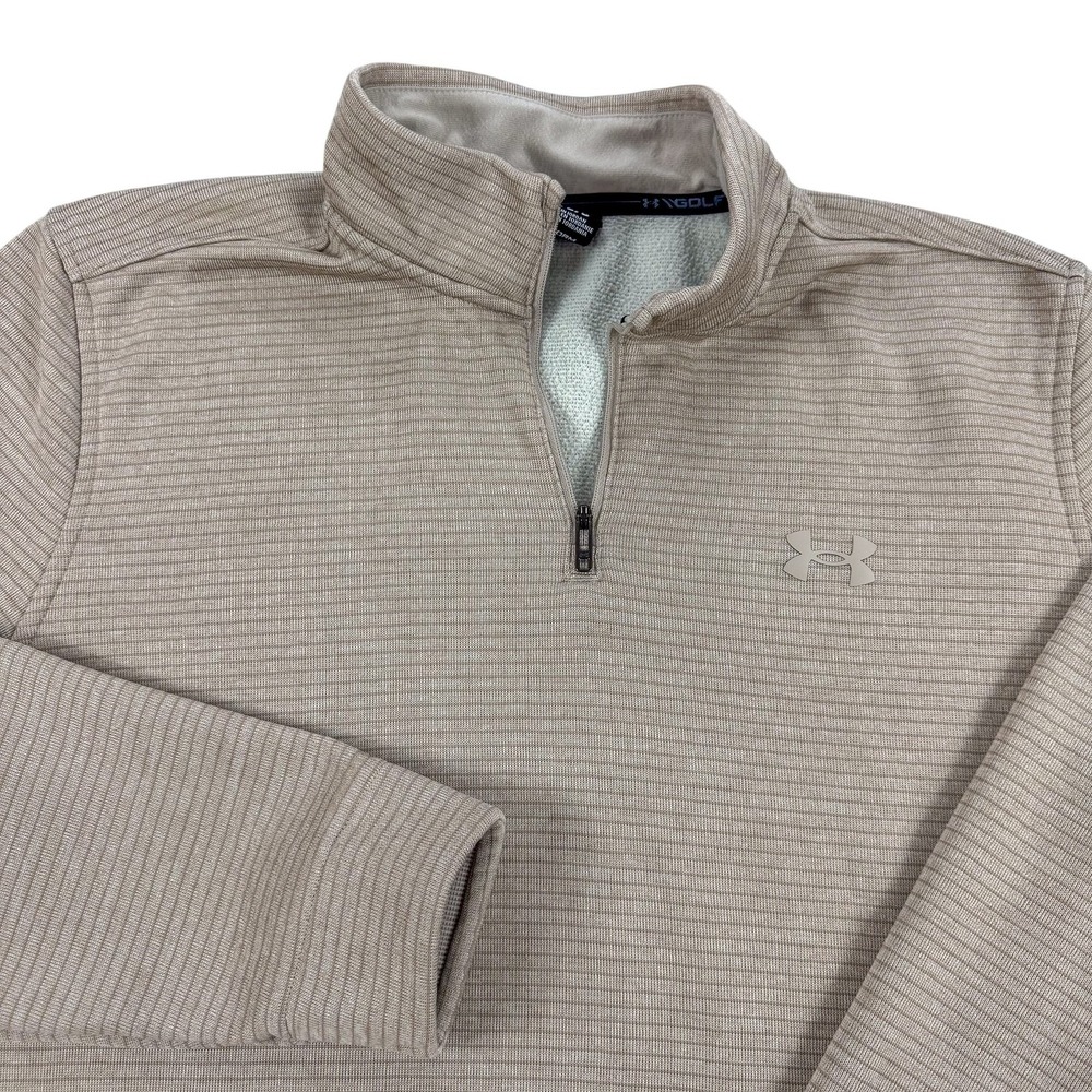 Under Armour Storm SweaterFleece 1/4 Zip Golf Pullover Mens Large Tan 1373674